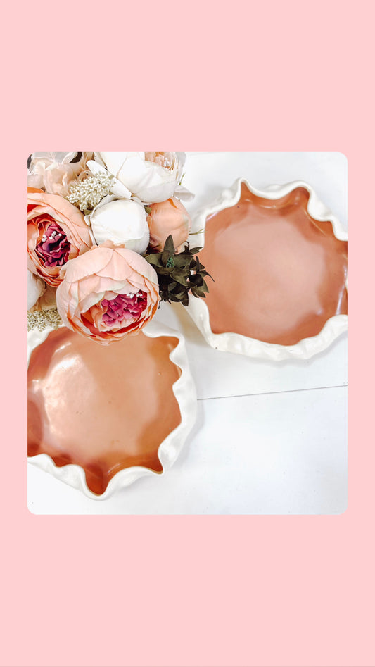 Irregular shaped Salmon colored plates