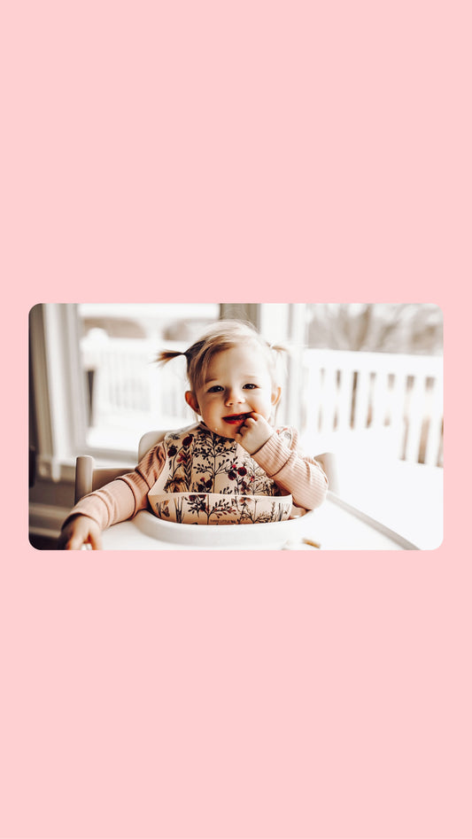 Flower Print Silicone Bib with Crumb Catcher