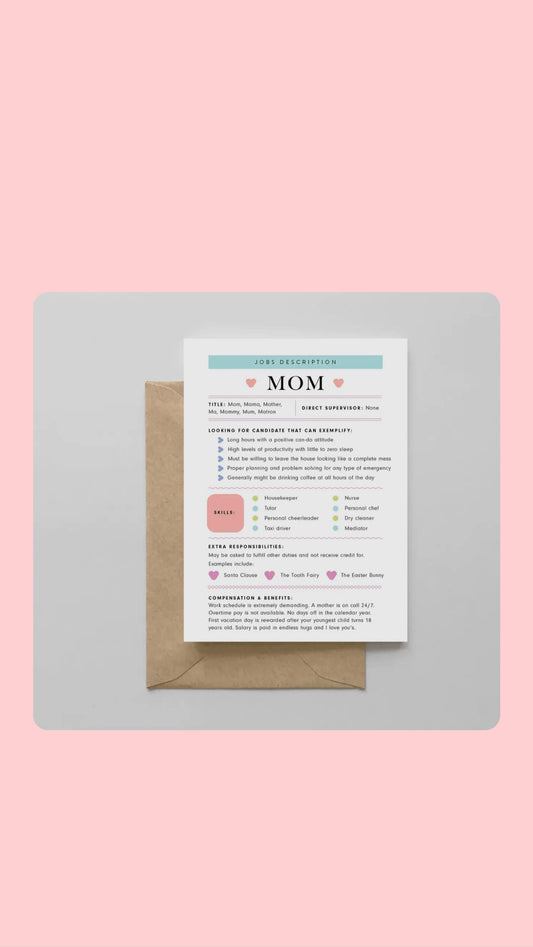 Mom: Job Description Card - Mother's Day Card