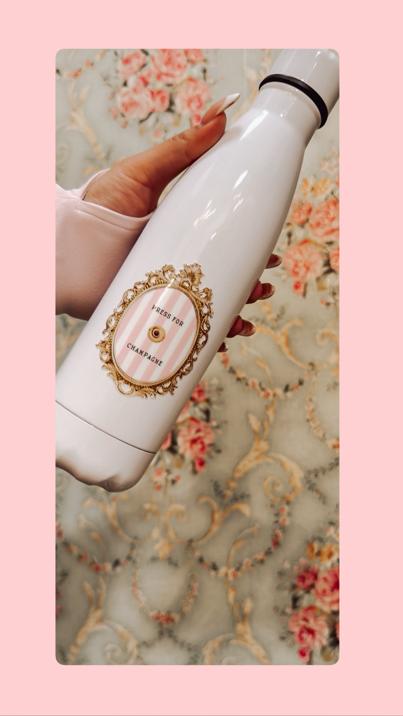 Water Bottle - Press For Champagne Stripe