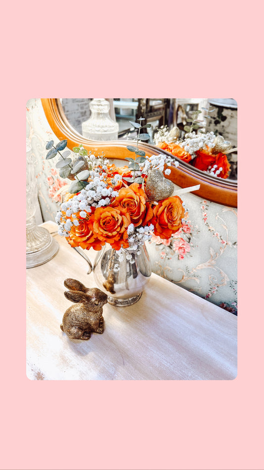 Vintage Silver plate Pitcher Spring Bouquet