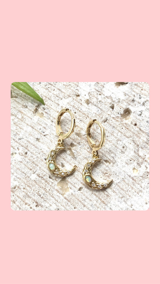 Opal Moon Earrings