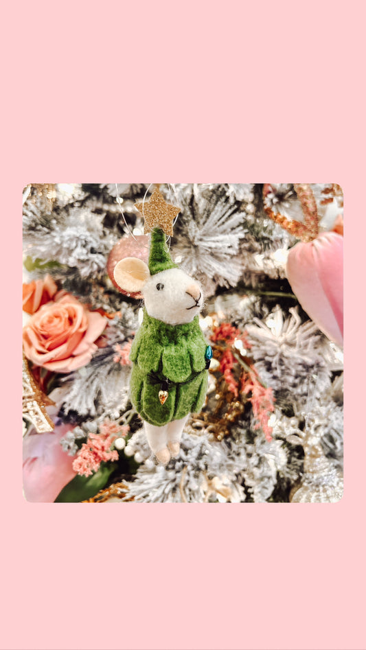 Christmas Mouse Felted Ornament