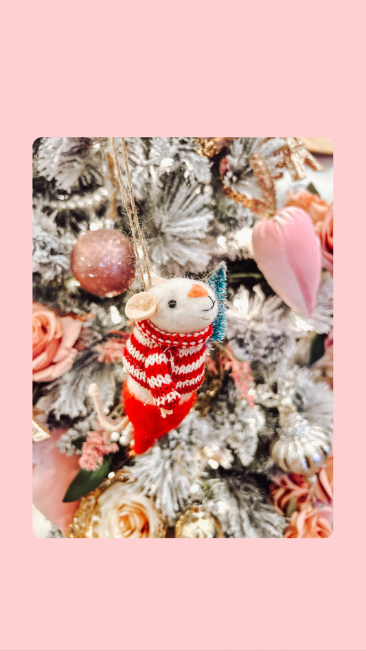 Felted Mouse Tree Ornament