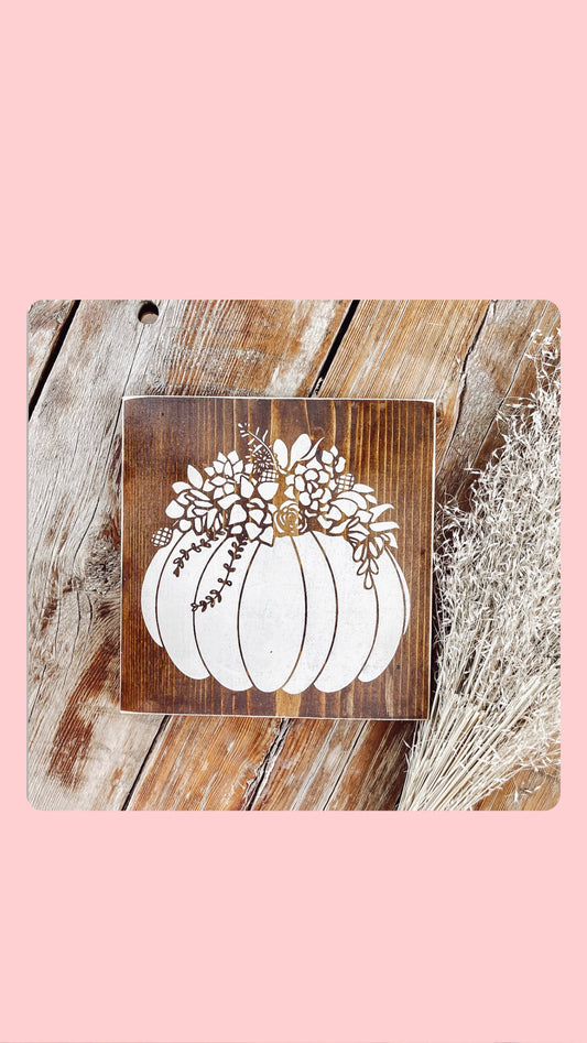 Floral Pumpkin Sign Boho