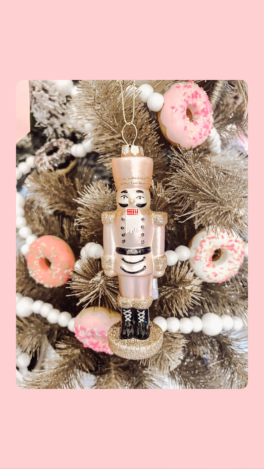 Pink Nutcracker Boxed Glass Ornament