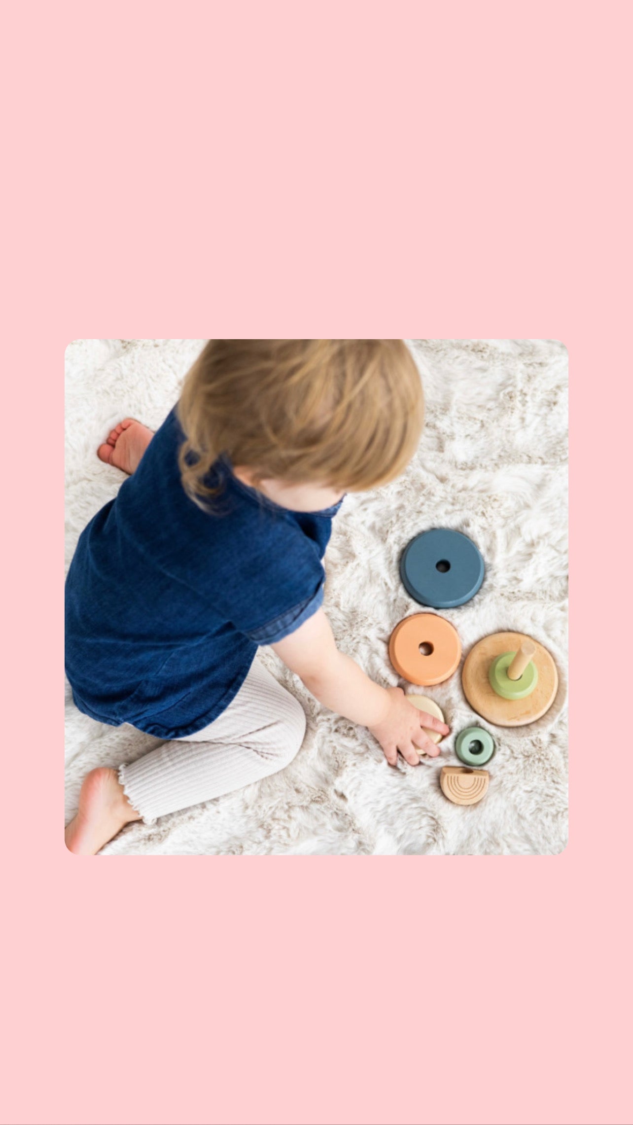Wooden Stacking Rainbow Tower Baby Toy, Nursery Decor